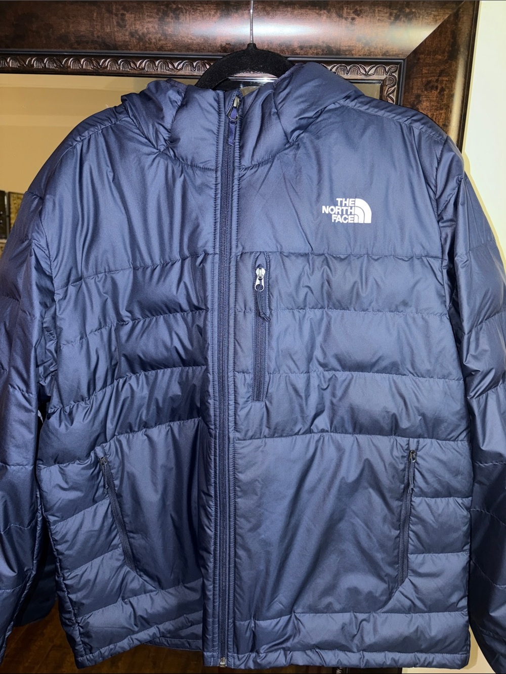 The North Face Men's Navy Blue Puffer Jacket with Hood